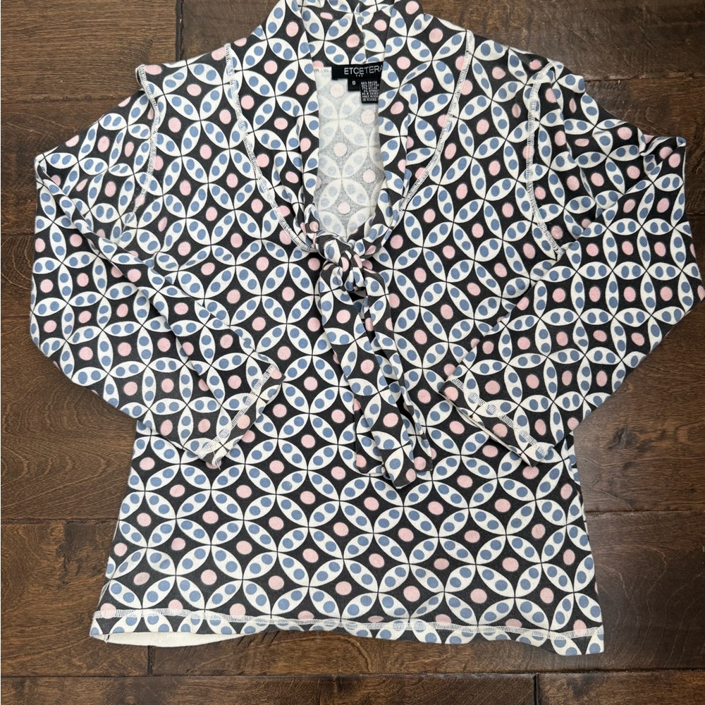 Etcetera Black Blue and Pink Geometric Blouse
